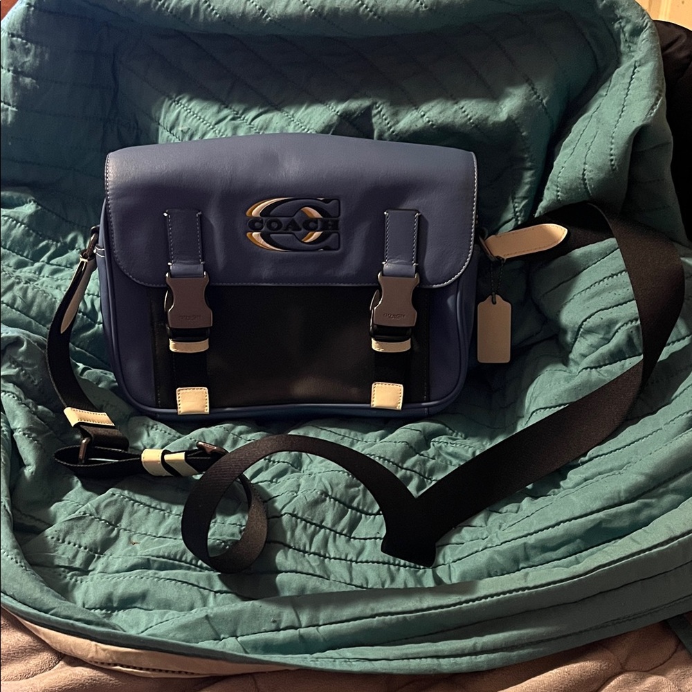 Coach Dual-Tone Blue and Black Messenger Bag